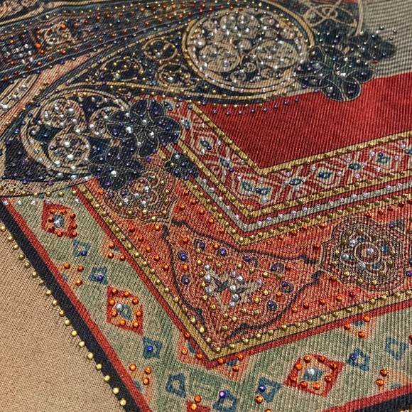 KRISTINE Size M Long Sleeve Tunic Rhinestone Embellished - Picture 7 of 11